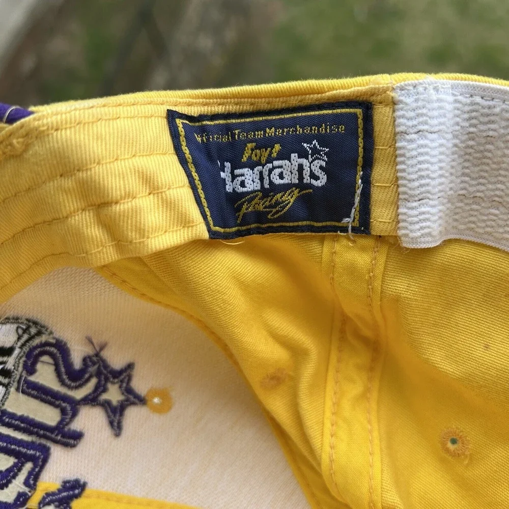 Autographed Nascar Hat Cap Purple Yellow Harrahs Racing Larry Foyt